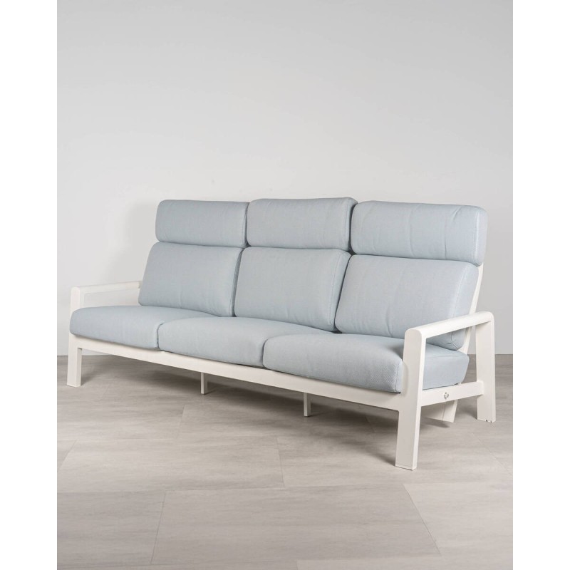 Sofá Blue 3 plazas respaldo alto aluminio con cojines azul 226x95x92,5 cm