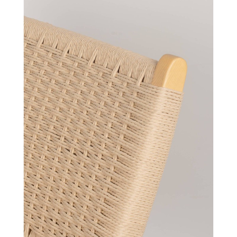Silla lounge de fresno y cuerda trenzada | Diseño escandinavo natural