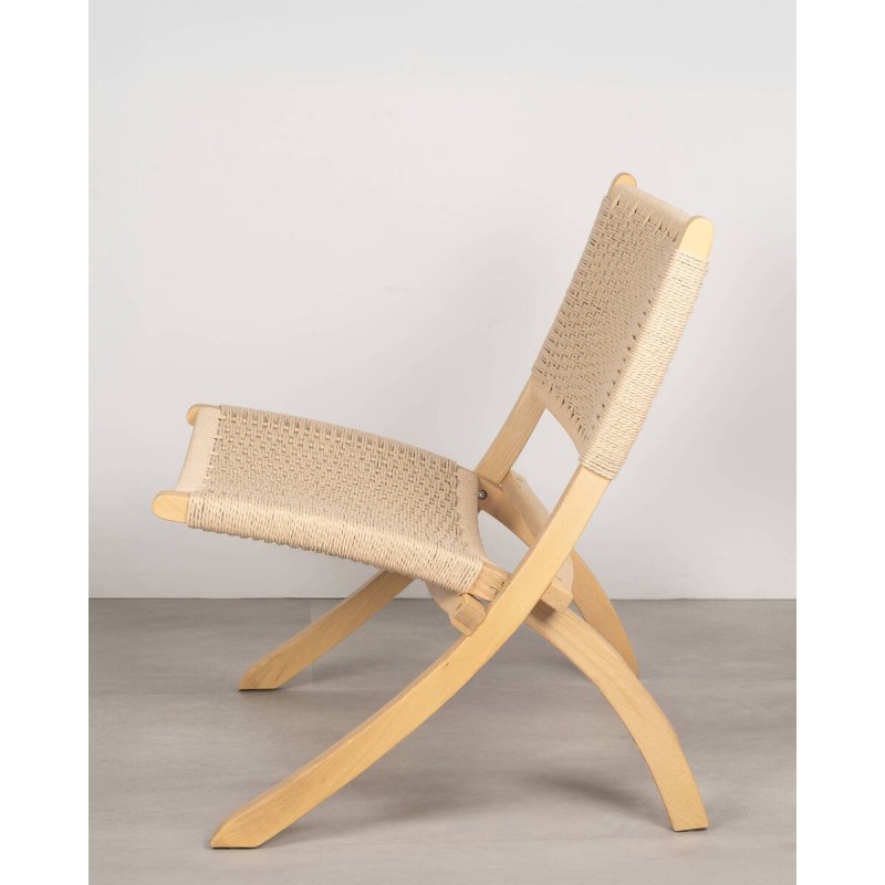 Silla lounge de fresno y cuerda trenzada | Diseño escandinavo natural