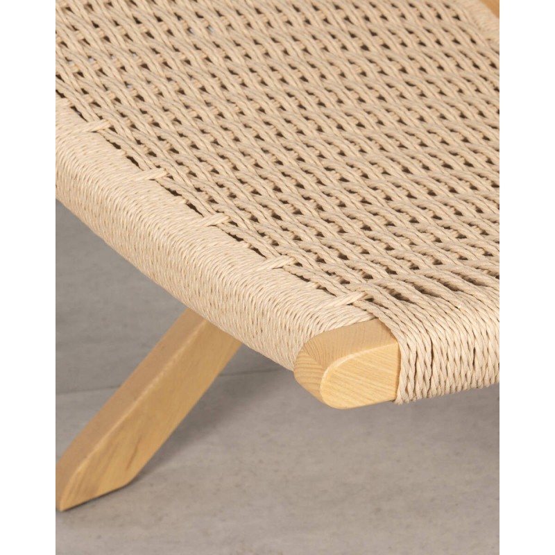 Silla lounge de fresno y cuerda trenzada | Diseño escandinavo natural