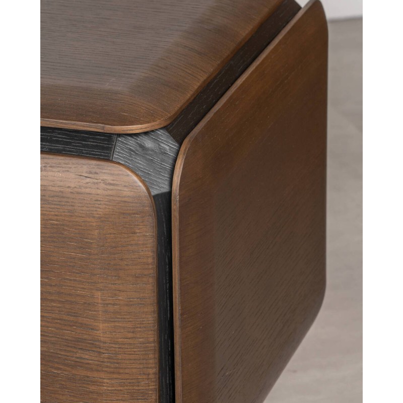Mueble TV Teresa 180 cm en madera roble ahumado con patas de madera maciza