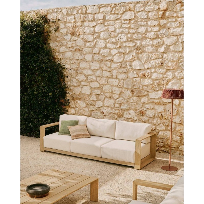 Sofá ambra de 3 plazas de madera maciza de acacia con acabado claro 249 cm