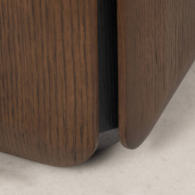 Mesa de comedor Teresa · Roble oscurecido y dos patas con detalles oscuros | Muebles Benítez