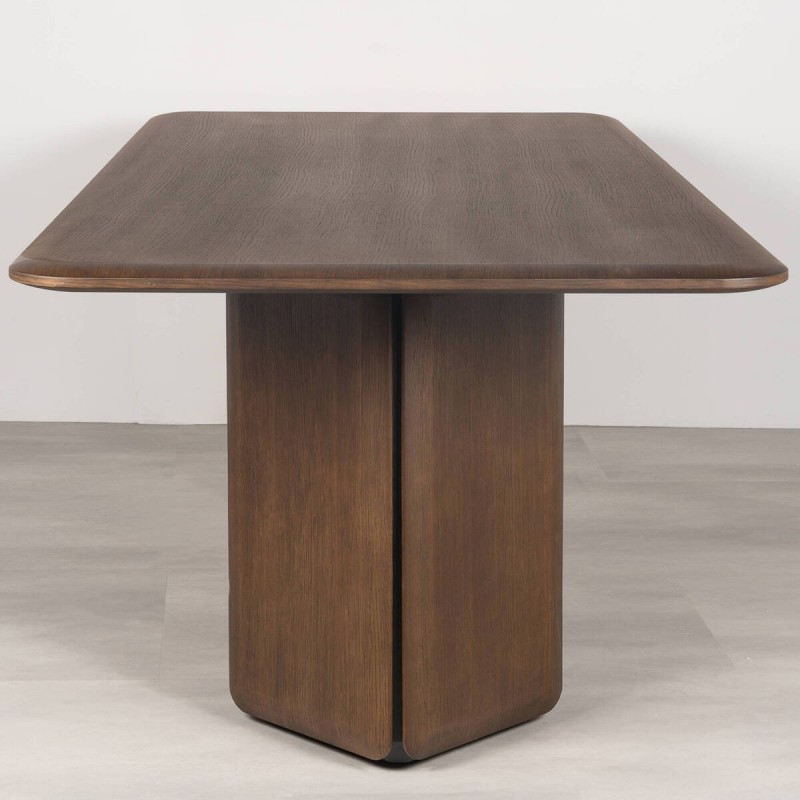 Mesa de comedor Teresa · Roble oscurecido y dos patas con detalles oscuros | Muebles Benítez