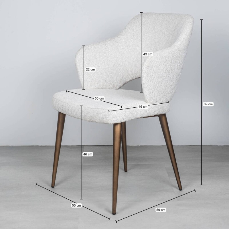 Silla crema con patas metálicas bronce | Muebles Benítez