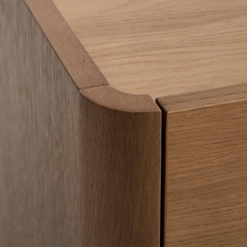 Mueble TV bajo de madera natural con 4 puertas | Diseño moderno