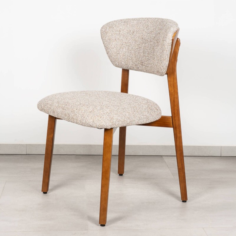 Silla de Comedor Café | Bouclé Crema y Fresno Nogal | Muebles a Benítez