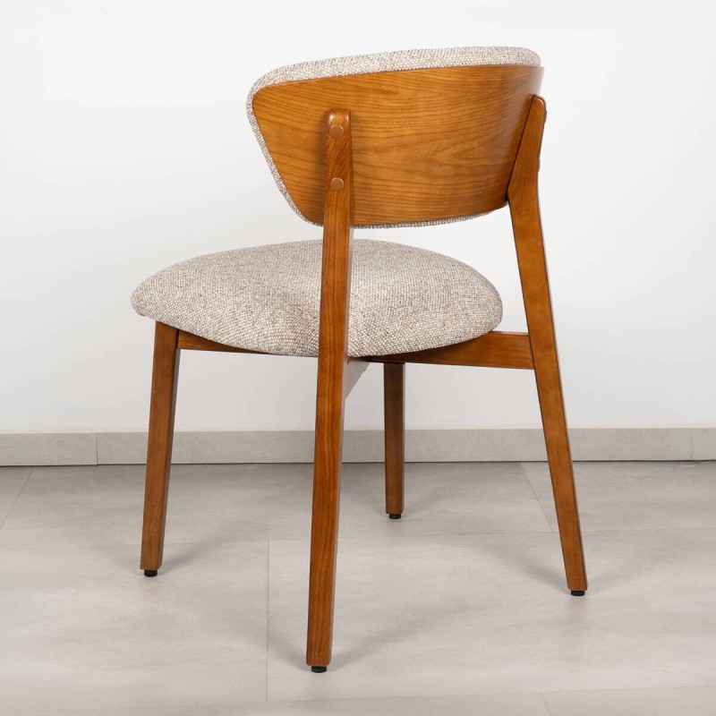 Silla de Comedor Café | Bouclé Crema y Fresno Nogal | Muebles a Benítez