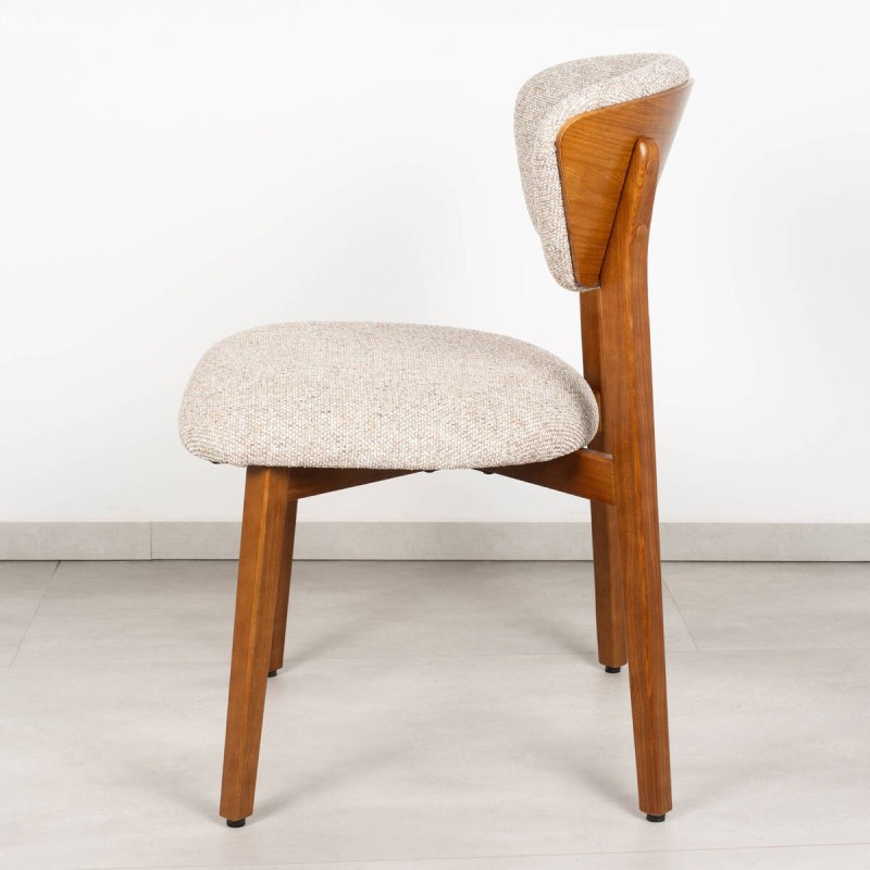 Silla de Comedor Café | Bouclé Crema y Fresno Nogal | Muebles a Benítez