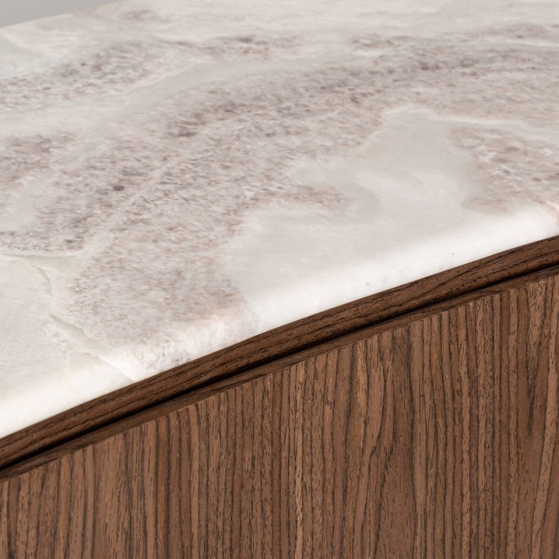 Mueble TV Curvo Noto de Nogal y Mármol | Muebles Benítez