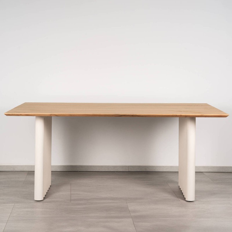 Mesa de comedor Kashmiri de acacia natural con patas de tubos cilíndricos 175x90 cm | Muebles Benítez