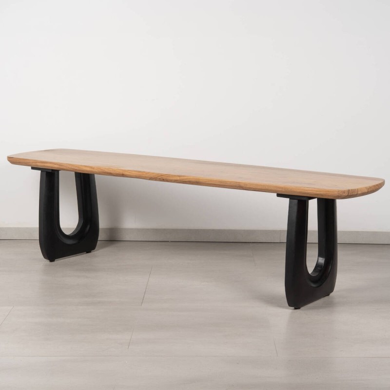 Banco Bosco de acacia maciza con patas en arco negro 175×40×45 cm | Muebles Benítez
