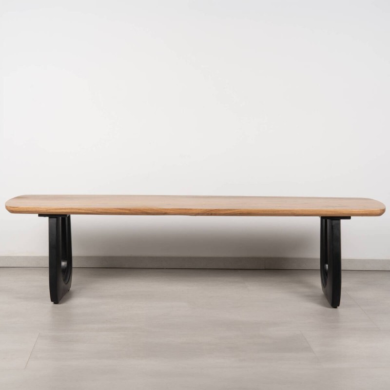 Banco Bosco de acacia maciza con patas en arco negro 175×40×45 cm | Muebles Benítez