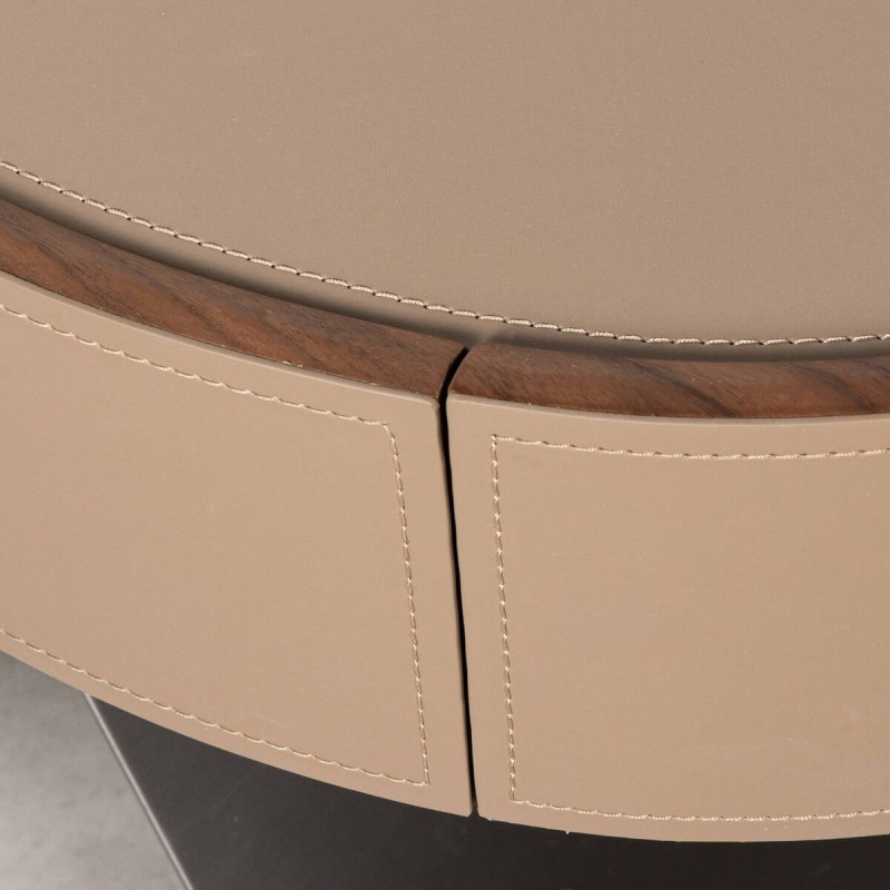 Mesita de Noche Foix Piel Topo Patas Acero | Muebles Benítez