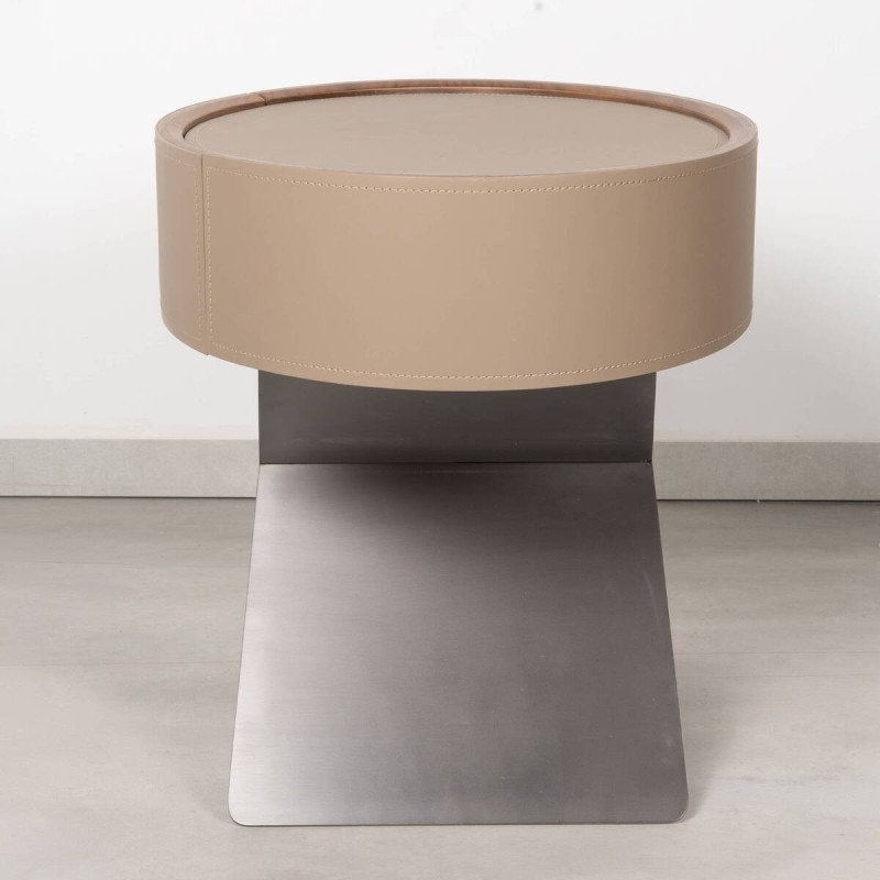 Mesita de Noche Foix Piel Topo Patas Acero | Muebles Benítez