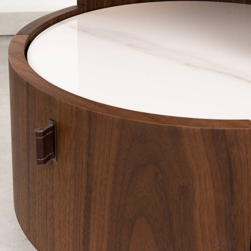 Mesita de Noche Coto Nogal Cristal Ahumado | Muebles Benítez