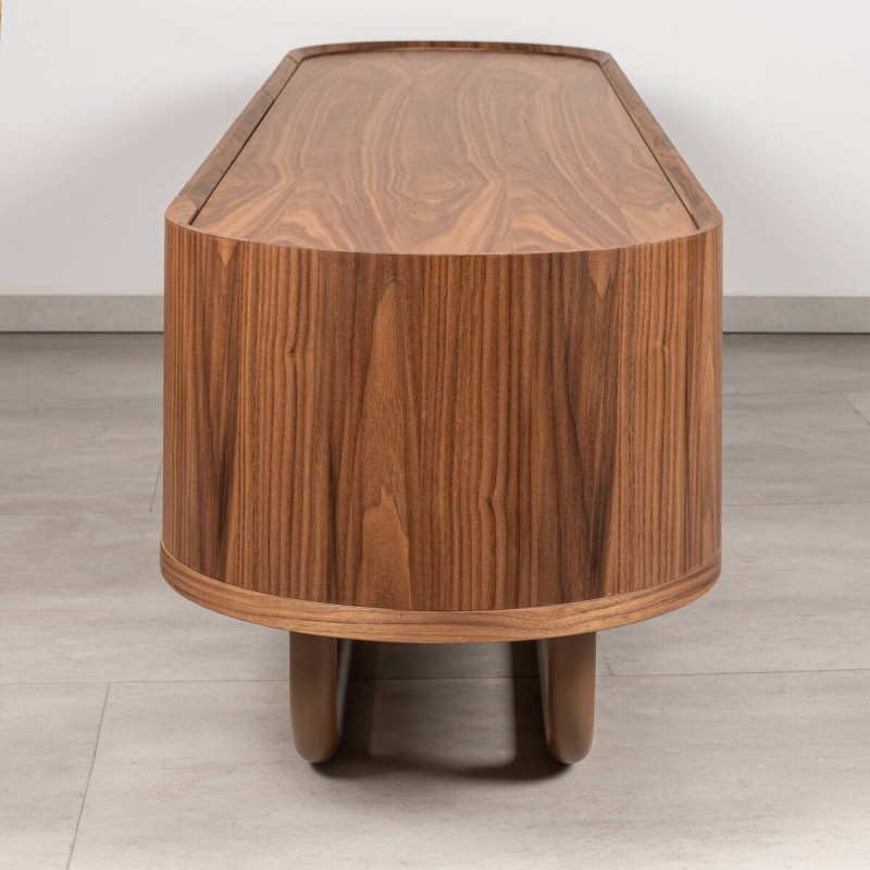 Mueble de TV Bilma Chapa de Nogal y Base Metálica | Muebles a Benítez