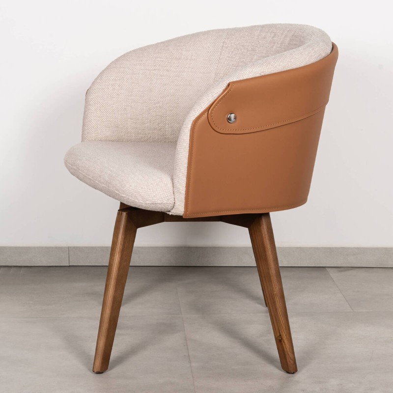 Silla Giratoria Piran crema y coñac | Muebles Benítez