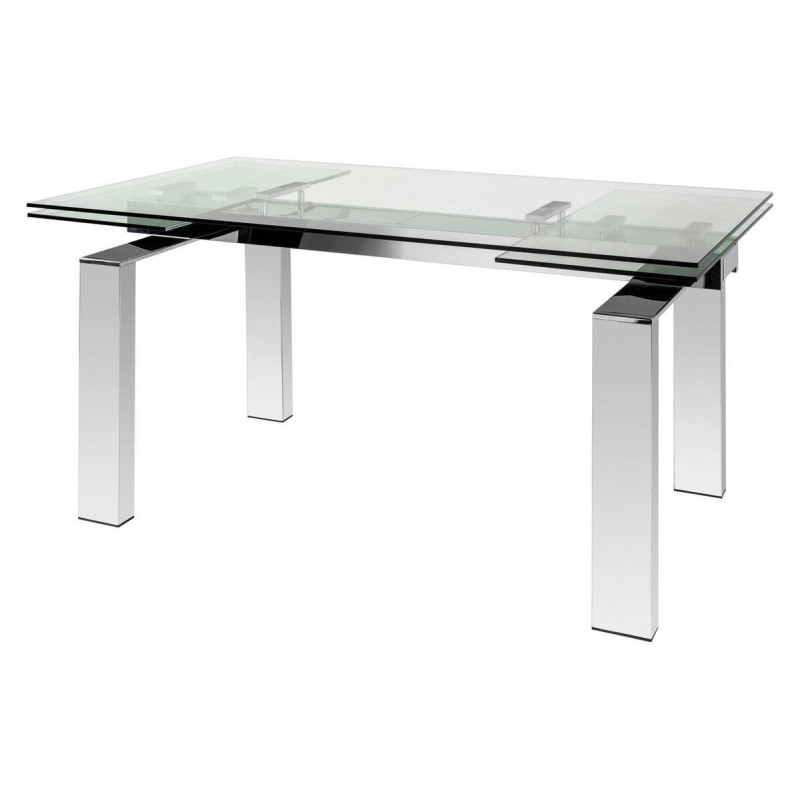Mesa de comedor extensible cristal y acero cromado 160/240x90x76cm