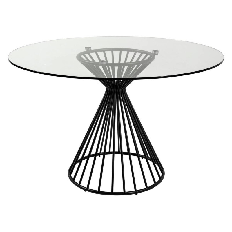 Mesa de comedor redonda cristal  base acero negro 120x76cm