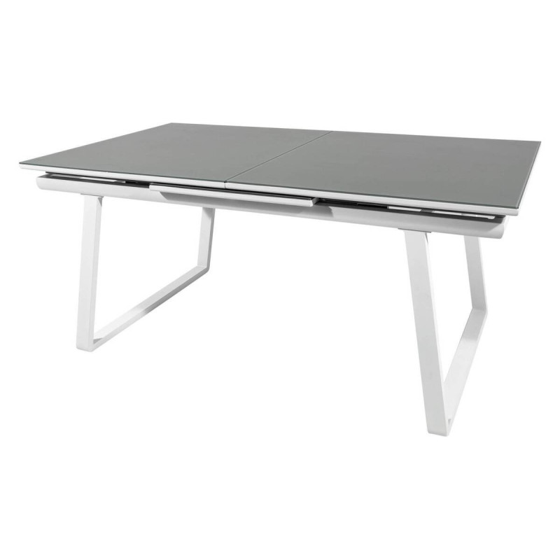 Mesa de comedor exterior aluminio y cristal gris/ extensible 180/240x100x76cm
