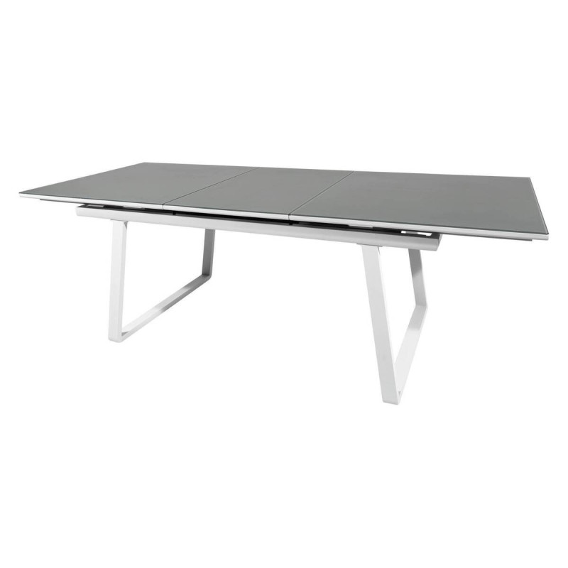 Mesa de comedor exterior aluminio y cristal gris/ extensible 180/240x100x76cm