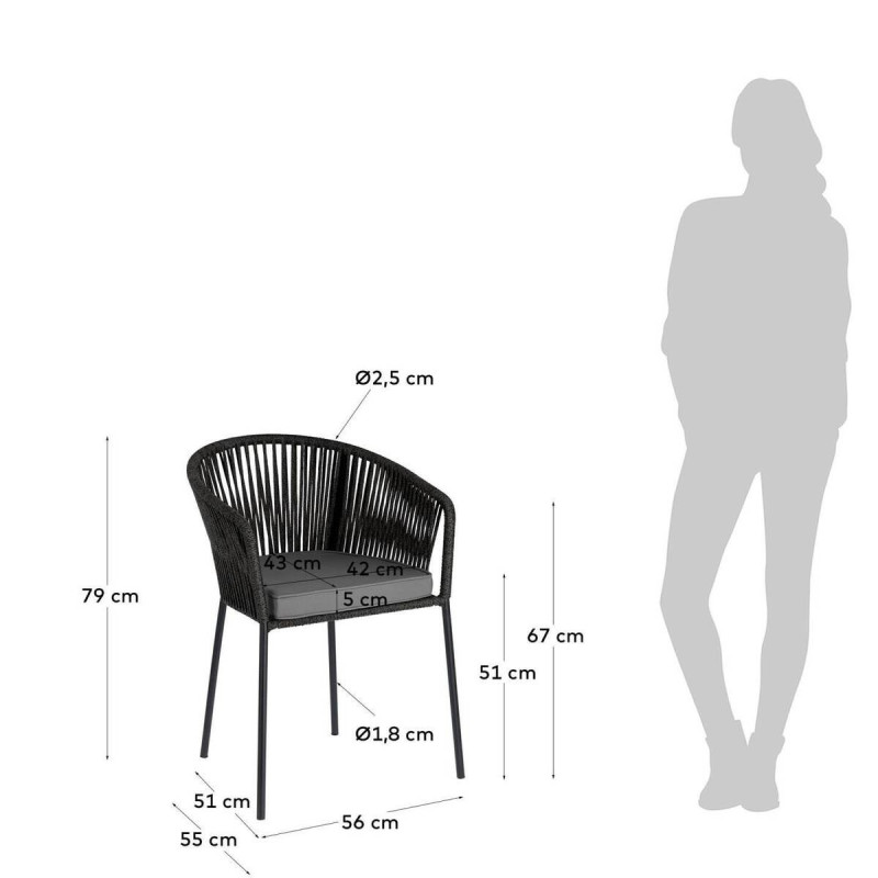 Silla yanet negro 56x55x79cm