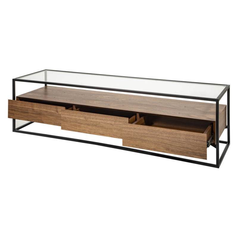 Mueble tv nogal y estructura negro 150x40x41 cm