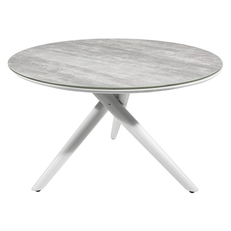 Mesa de comedor de exterior blanco cristal porcelánico gris 120x74cm