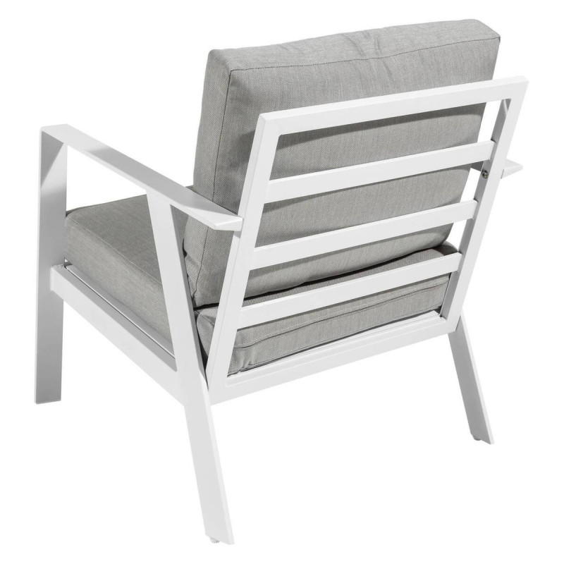 Sillón aluminio blanco tejido gris 70.5x82.5x76.5cm