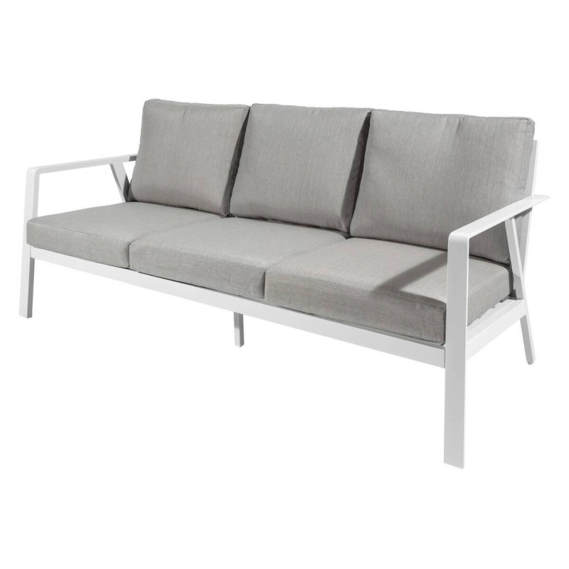 Sofá aluminio blanco tejido gris 190.5x82.5x76.5cm