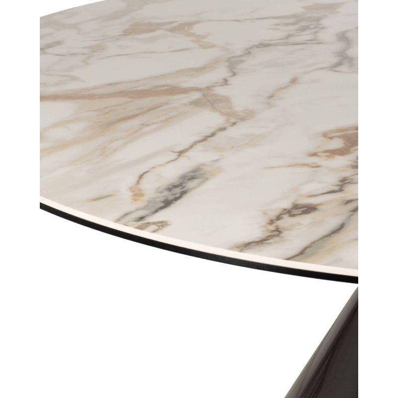 Mesa de comedor redonda nova con tapa de cerámica y base cónica gris 135x76cm