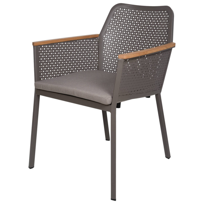 Silla de aluminio y brazos de teca 59x63x81cm
