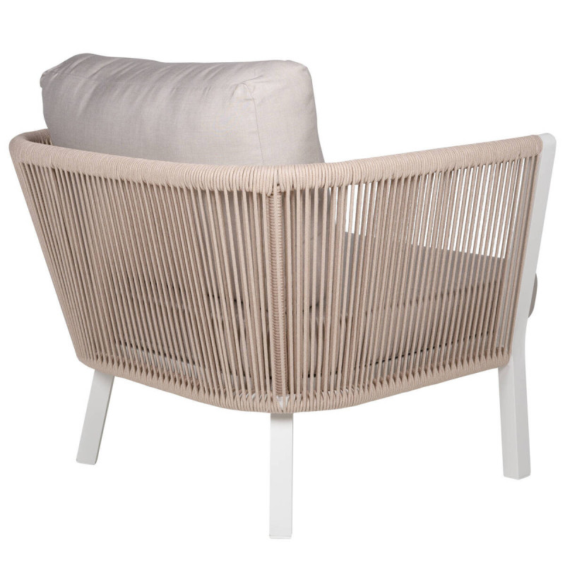 Sillón sofia color tierra de exterior de aluminio y cuerda entrelazada 92x52x70cm
