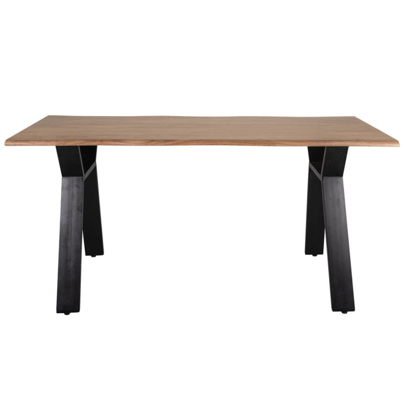 Mesa de comedor de acacia y base de metal negro 160x90x76cm