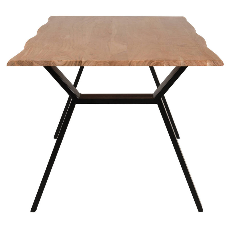 Mesa de comedor de acacia y base de metal negro 160x90x76cm
