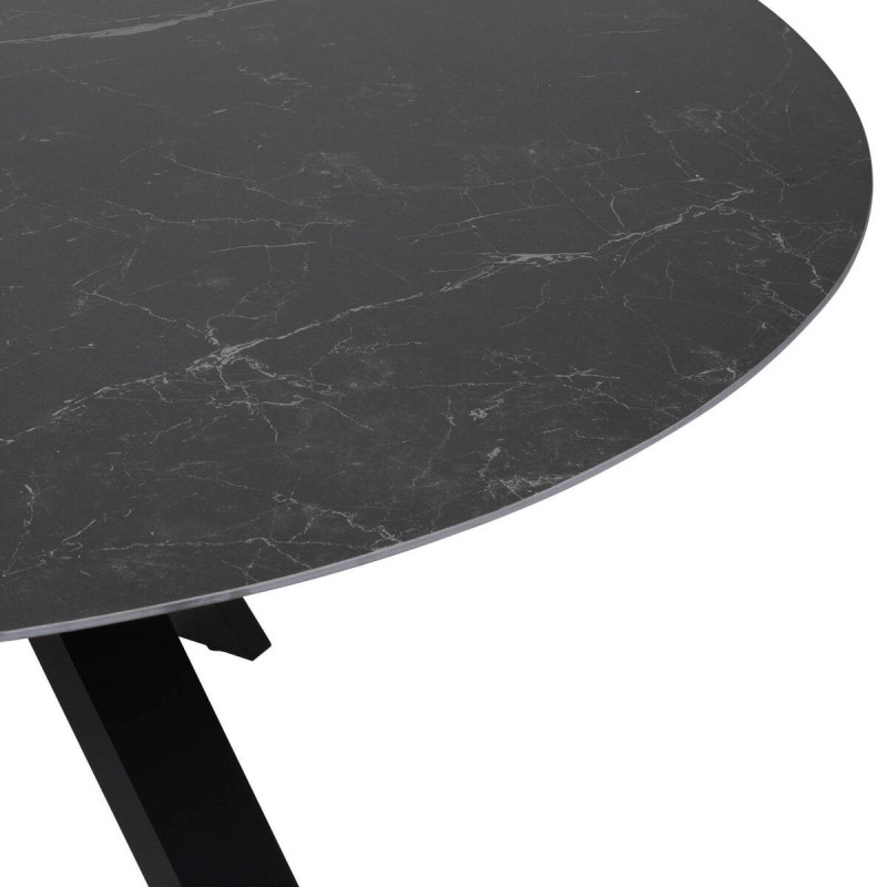 Mesa de comedor base aluminio negro y tapa de cerámica negra 160x75cm