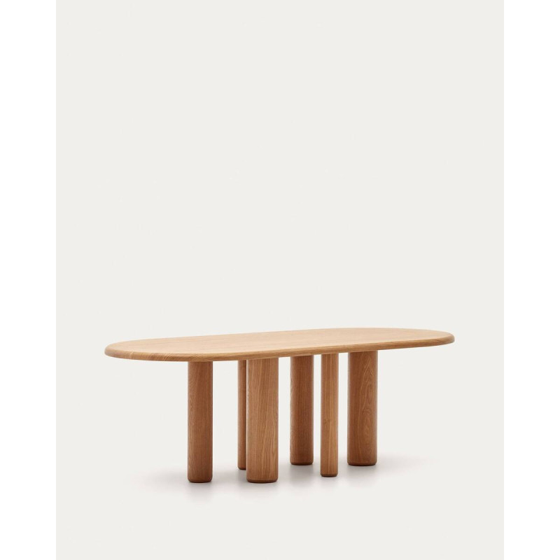 Mesa ovalada Mailen en chapa de fresno con acabado natural Ø 220 x 105 cm