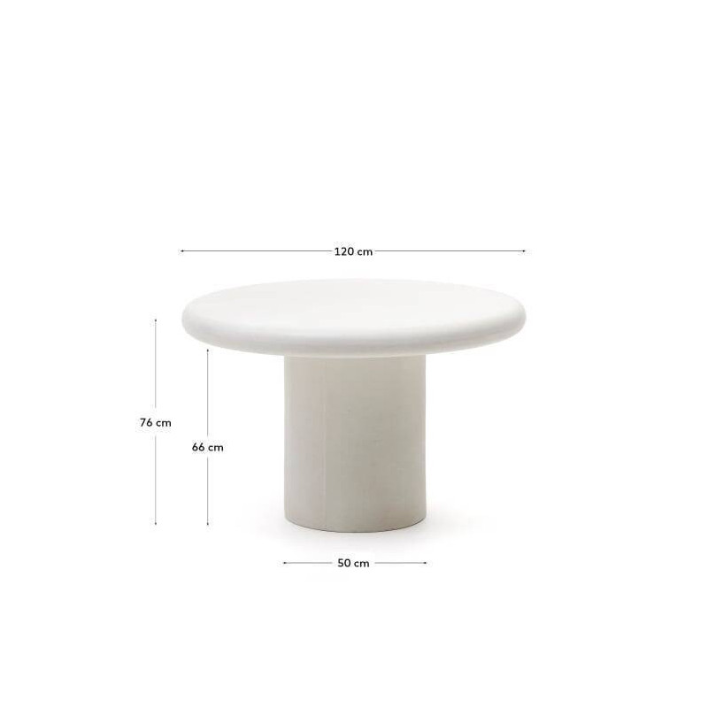 Mesa redonda Addaia de cemento blanco Ø120 cm