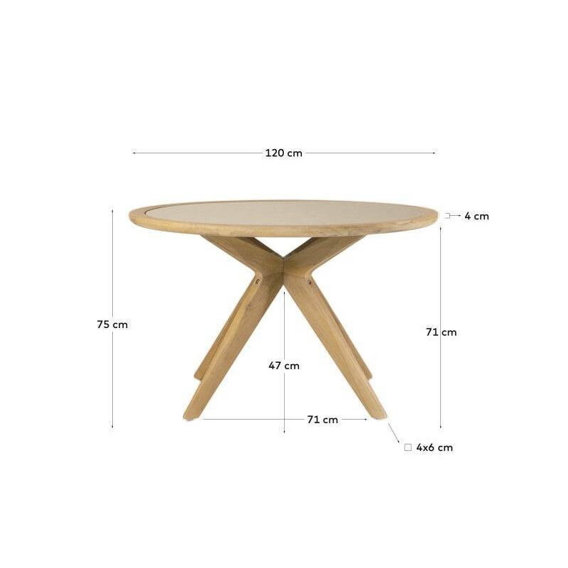 Mesa redonda rústica madera de acacia y sobre de cemento