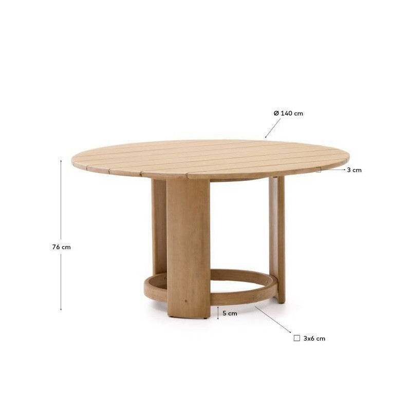 Mesa redonda xoriguer de madera de eucalipto 140cm