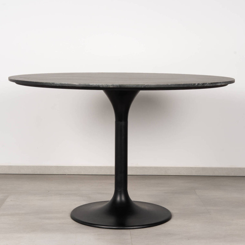 Mesa de comedor Altea de mármol negro con base tulipa de hierro 120 cm | Muebles Benítez