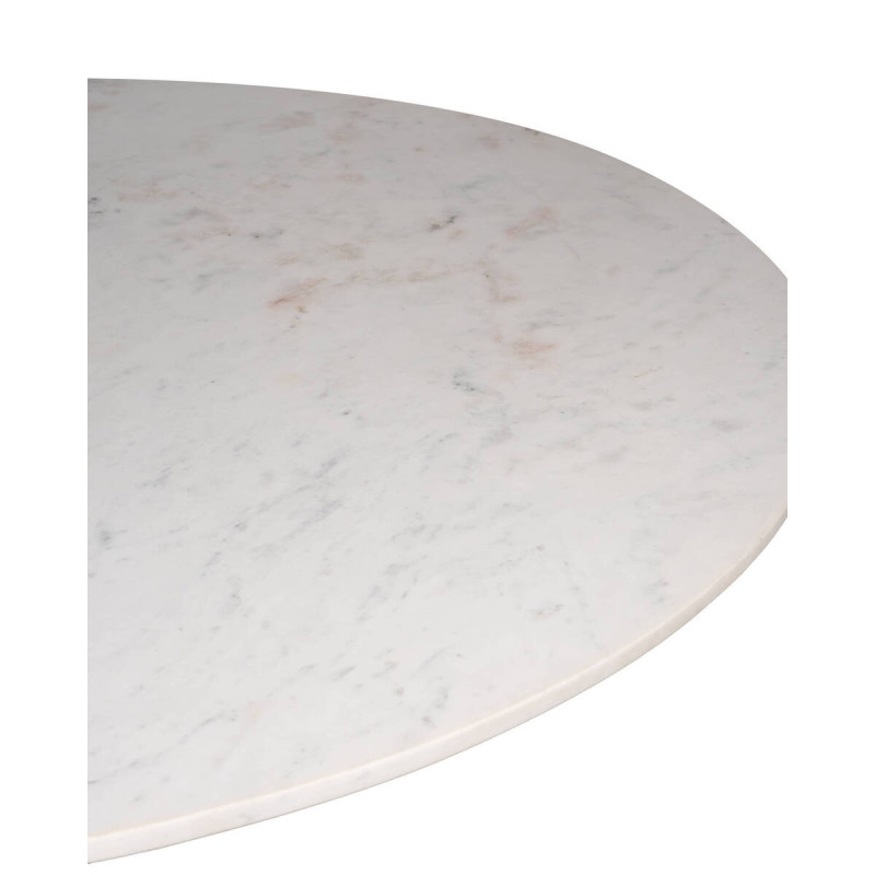 Mesa de comedor redonda altea de mármol blanco y base de metal negro 120x76cm