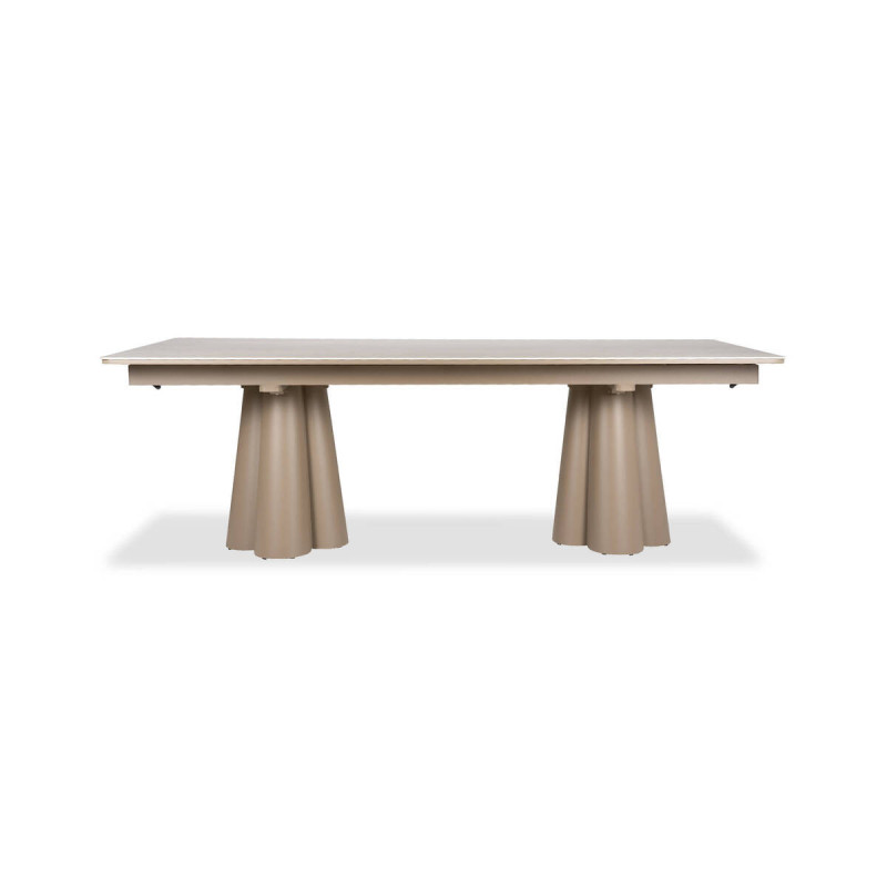 Mesa de comedor exterior clover extensible  de aluminio y cerámica 360/240x110x76cm