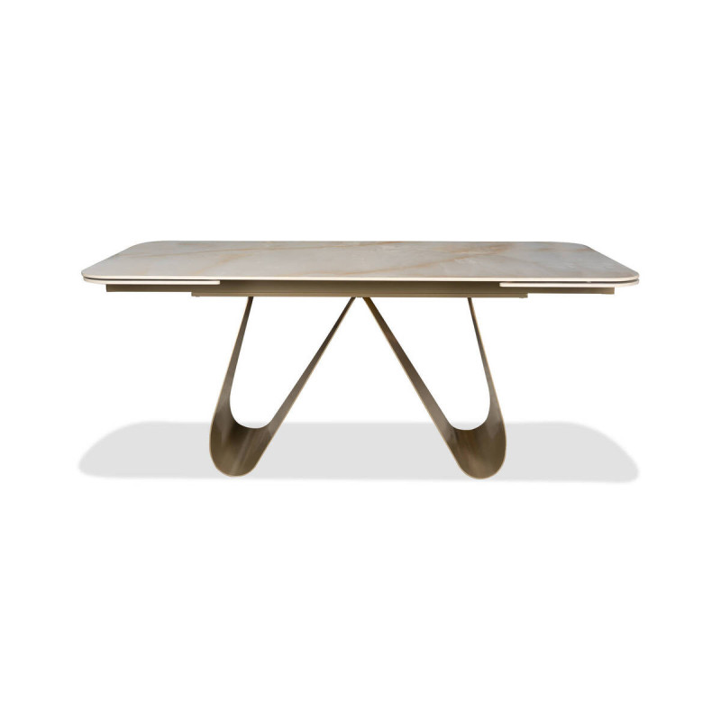 Mesa de comedor extensible velveta de cerámica y patas de metal 260/180x90x76cm