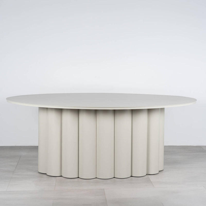 Mesa Comedor Exterior Paxos Aluminio Gris Seda Oval | Muebles Benítez