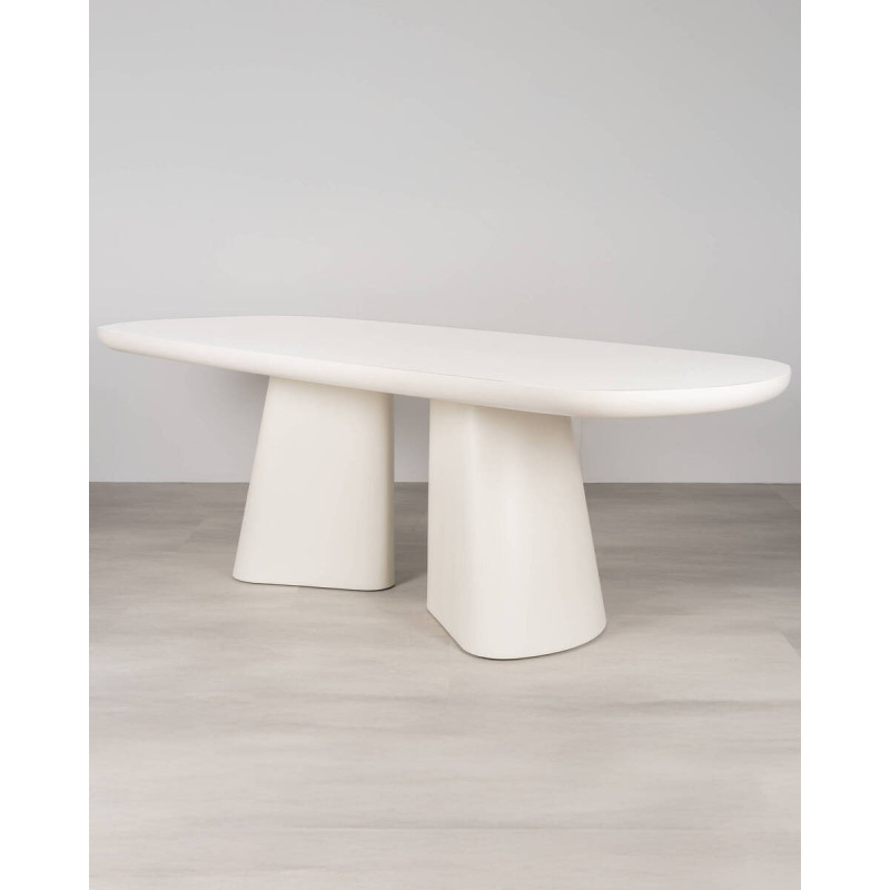 Mesa de comedor Brandy · Diseño moderno en MDF acabado crema blanco