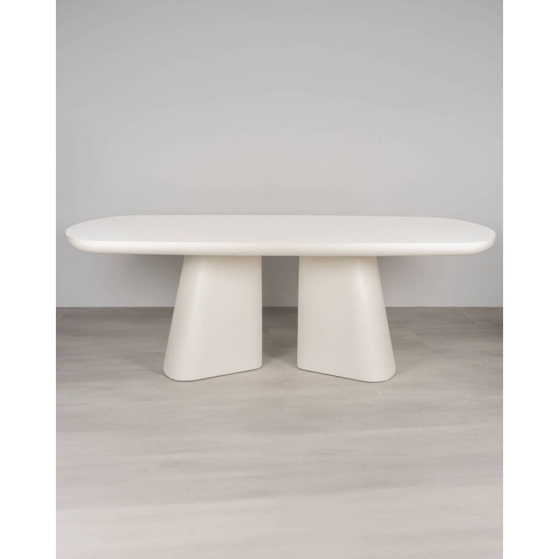 Mesa de comedor Brandy · Diseño moderno en MDF acabado crema blanco