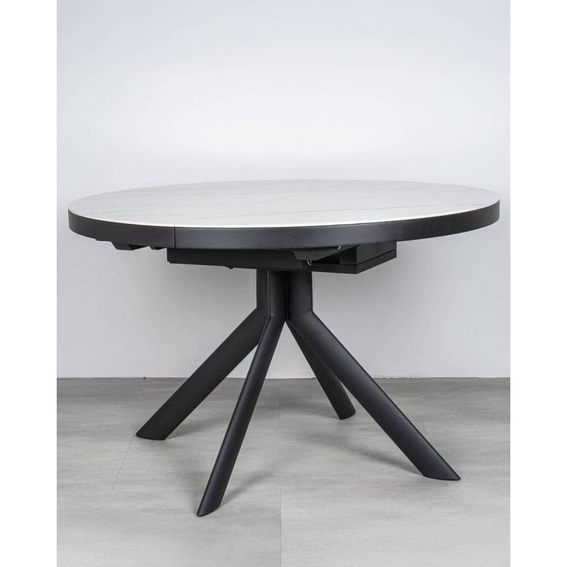 Mesa extensible redonda cerámica blanca | Muebles Benítez