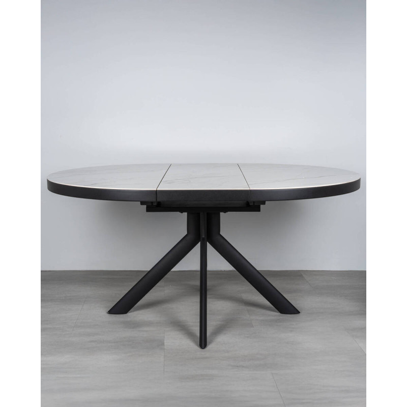 Mesa extensible redonda cerámica blanca | Muebles Benítez